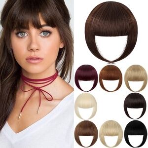 black clip-in faux bangs